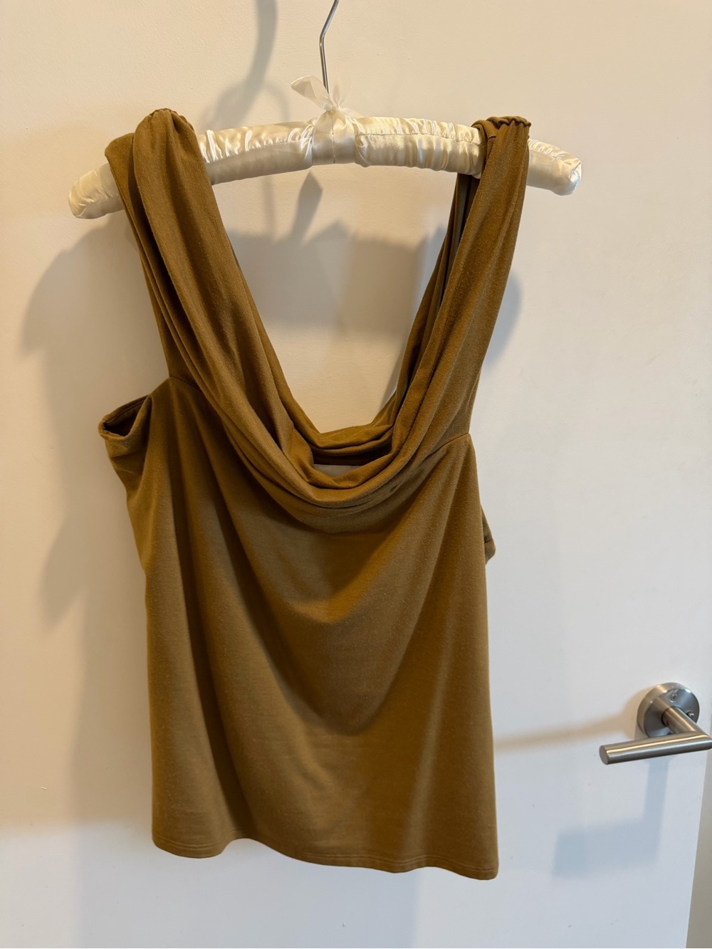 Reformation Olive Green Draped Cowl Neck Tank Top